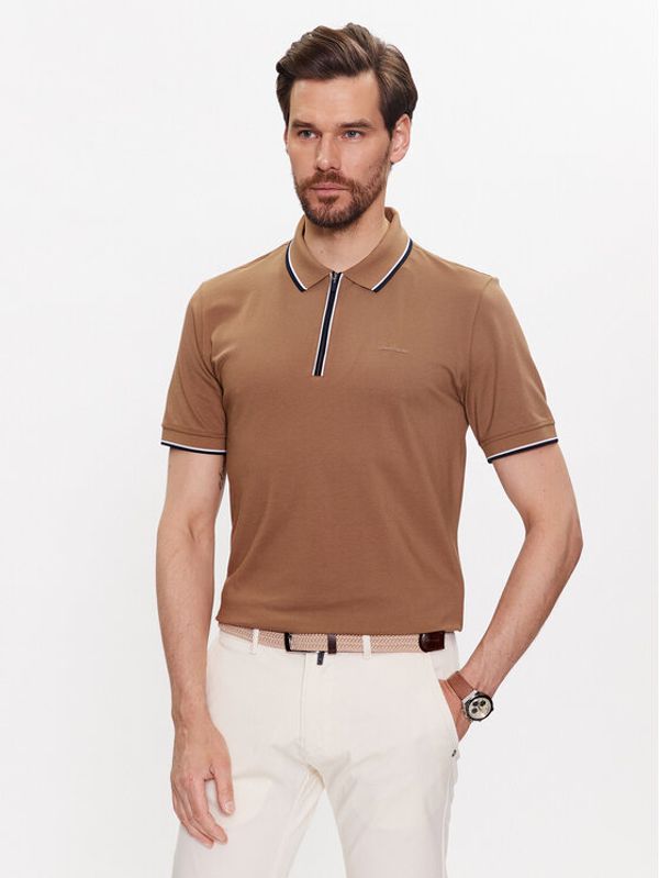 Pierre Cardin Pierre Cardin Тениска с яка и копчета 20685/000/2050 Бежов Modern Fit