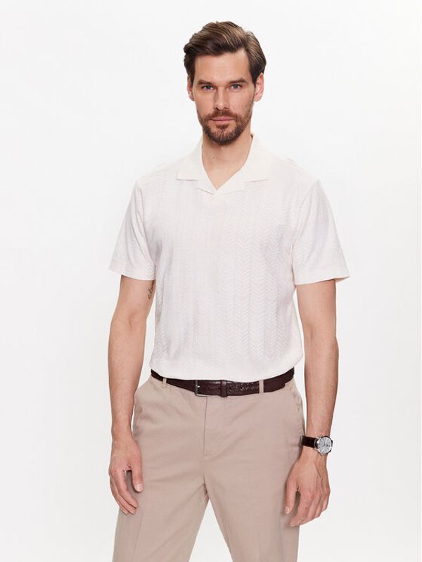 Pierre Cardin Pierre Cardin Тениска с яка и копчета 20774/000/2057 Екрю Modern Fit