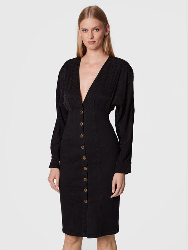 Pinko Pinko Дънкова рокля Ruggito 1J1123 A0CN Черен Slim Fit