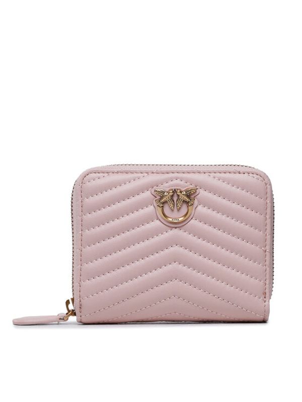 Pinko Pinko Голям дамски портфейл Taylor Zip Around Sheep Nappa Chevro 100249 A0GK Розов