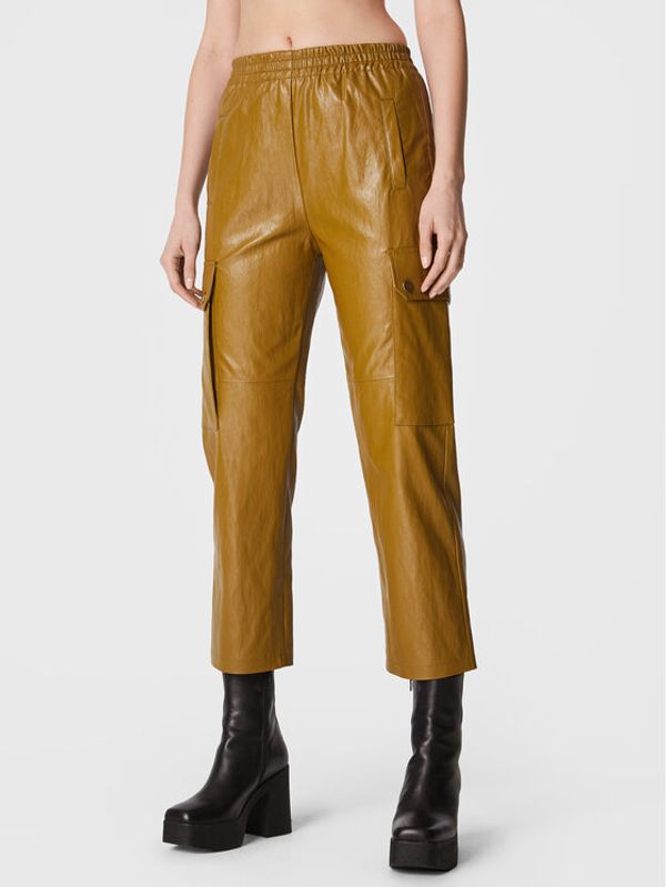 Pinko Pinko Панталони от имитация на кожа Pernilla 1G18DL Y6W7 Зелен Relaxed Fit