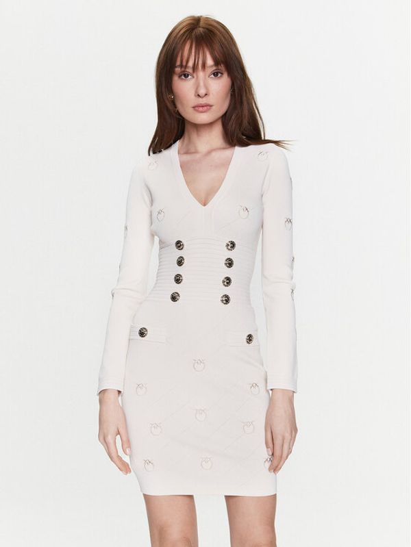 Pinko Pinko Плетена рокля 100150 A0PV Екрю Slim Fit
