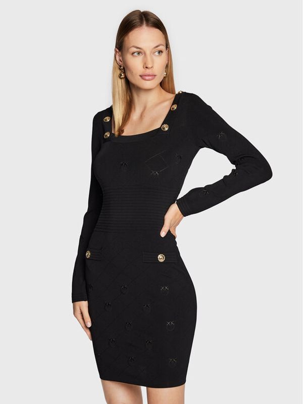 Pinko Pinko Плетена рокля Liquore 1G180Q Y7Z1 Черен Slim Fit