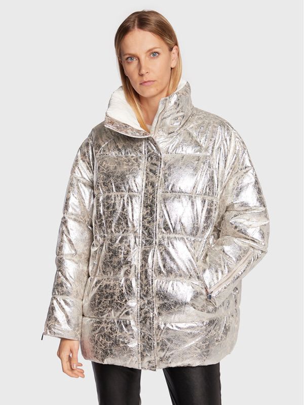 Pinko Pinko Пухено яке Brunella 1 1G17Z5 A03G Сребрист Relaxed Fit