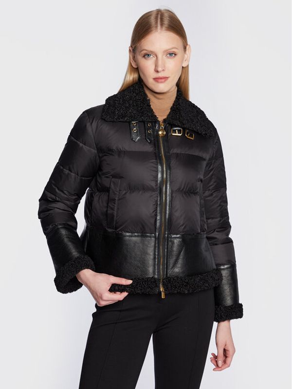 Pinko Pinko Пухено яке Iside 1G18KJ Y4V5 Черен Regular Fit