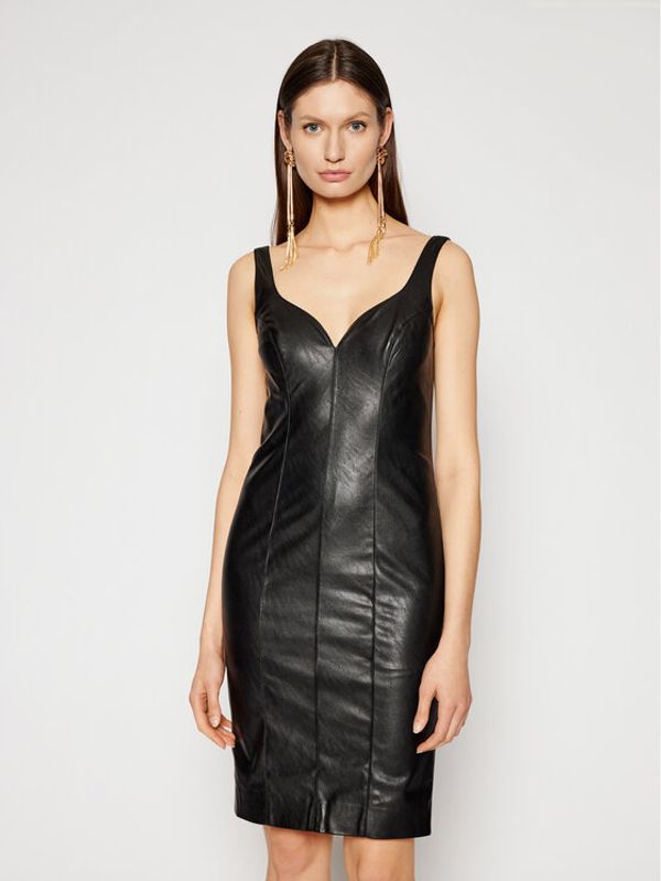 Pinko Pinko Рокля от имитация на кожа Pudico PE 21 BLK01 1G160W 7105 Черен Slim Fit
