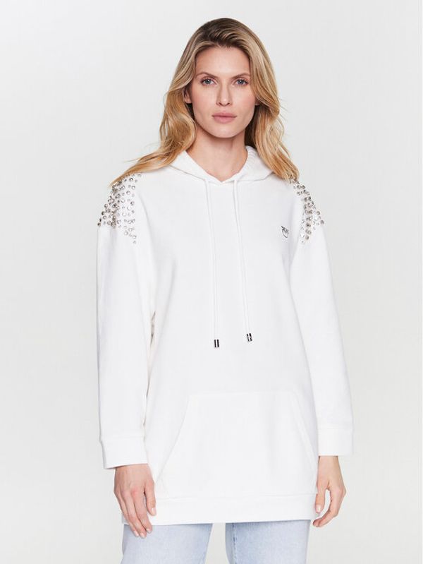 Pinko Pinko Суитшърт Cestista 100375 A0L7 Бял Relaxed Fit