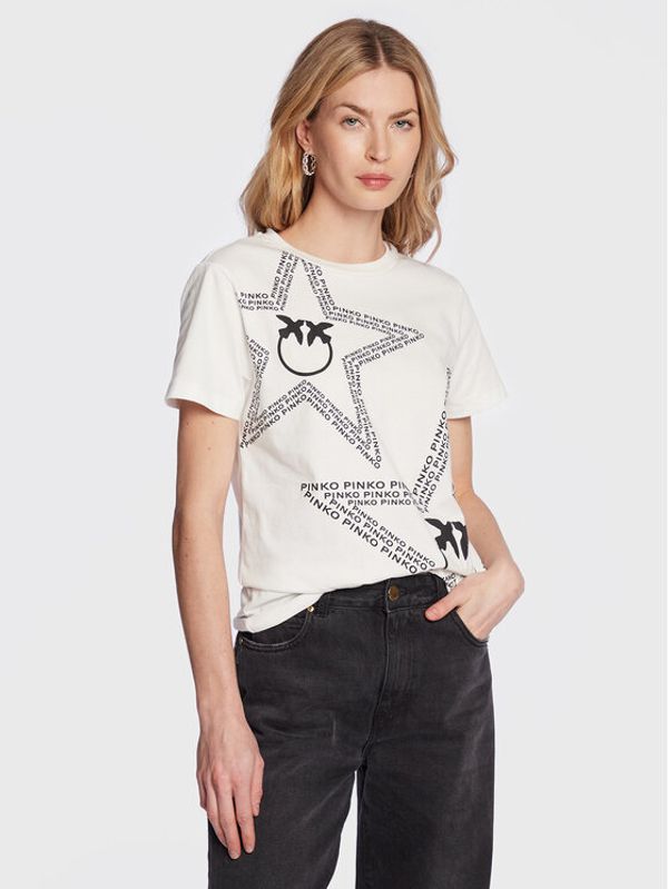 Pinko Pinko Тишърт 100353 A0KH Бял Regular Fit