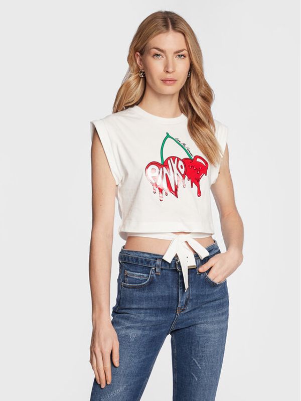 Pinko Pinko Тишърт Dolce 101123 A0U1 Бял Regular Fit