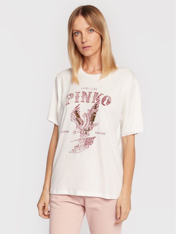 Pinko Pinko Тишърт Locatelli 1G18BG Y2UL Бял Relaxed Fit
