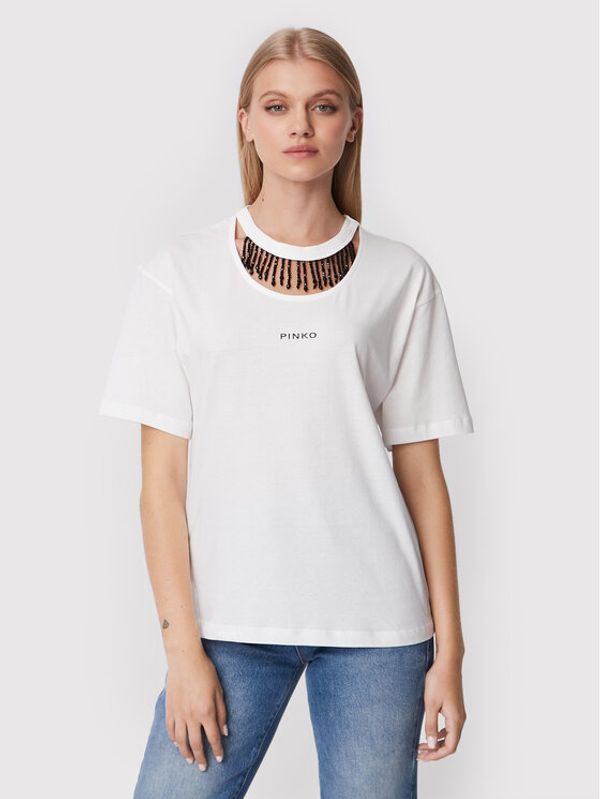 Pinko Pinko Тишърт Tiphanie 1G18AS A06Y Бял Regular Fit
