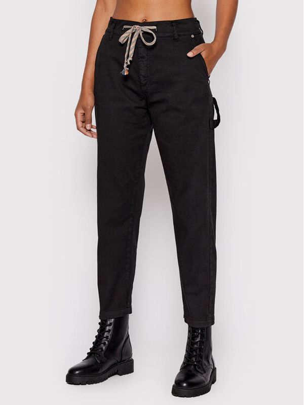 Please Please Текстилни панталони P0QUAV2N3N Черен Relaxed Fit