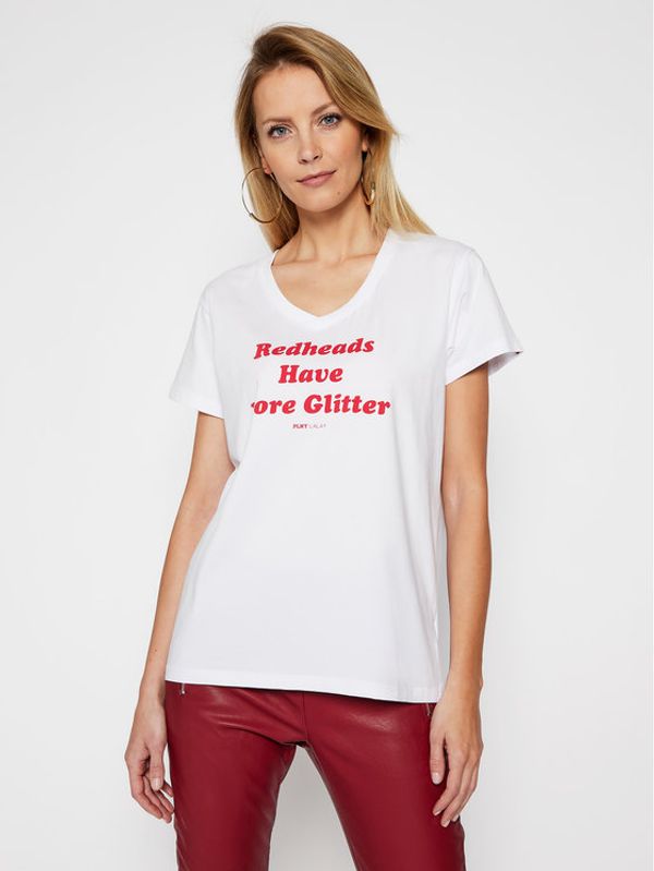 PLNY LALA PLNY LALA Тишърт Redheads PL-KO-VN-00128 Бял Regular Fit