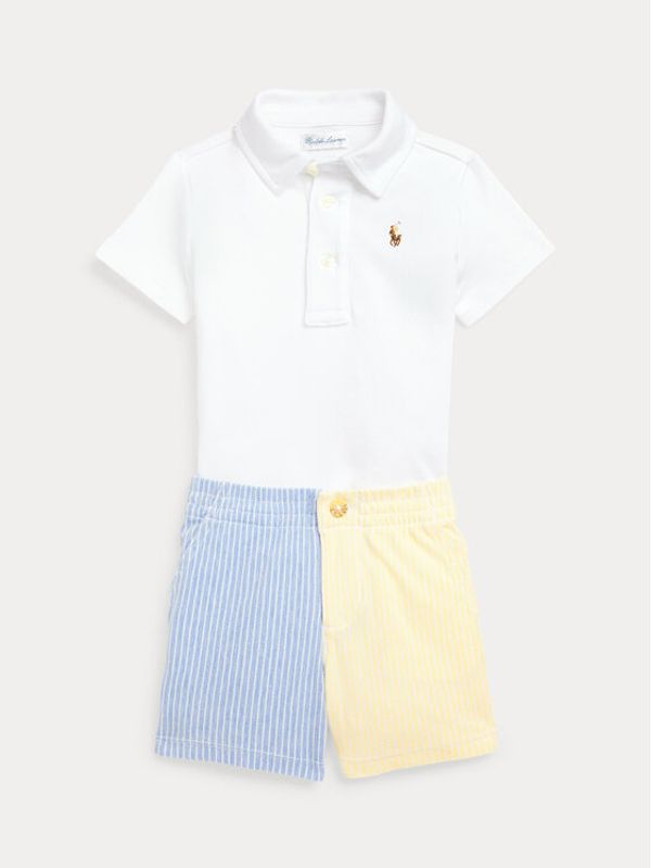 Polo Ralph Lauren Polo Ralph Lauren Комплект от тениска с яка и къси панталони 320902537001 Бял Regular Fit