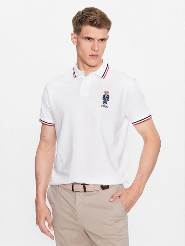 Polo Ralph Lauren Polo Ralph Lauren Тениска с яка и копчета 710863211005 Бял Custom Slim Fit