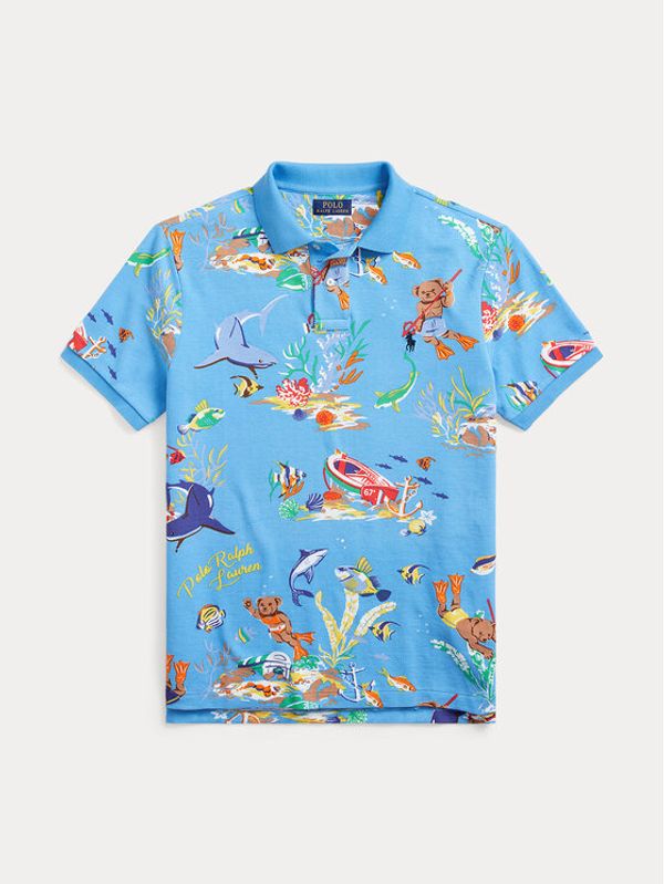 Polo Ralph Lauren Polo Ralph Lauren Тениска с яка и копчета 710900512001 Син Slim Fit