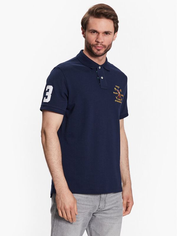 Polo Ralph Lauren Polo Ralph Lauren Тениска с яка и копчета 710900615002 Тъмносин Custom Slim Fit