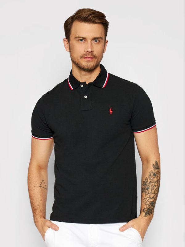 Polo Ralph Lauren Polo Ralph Lauren Тениска с яка и копчета Ssl 710842621001 Черен Custom Slim Fit