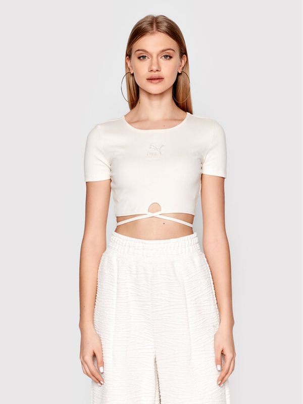 Puma Puma Блуза Classics Ribbed 533450 Бежов Slim Fit