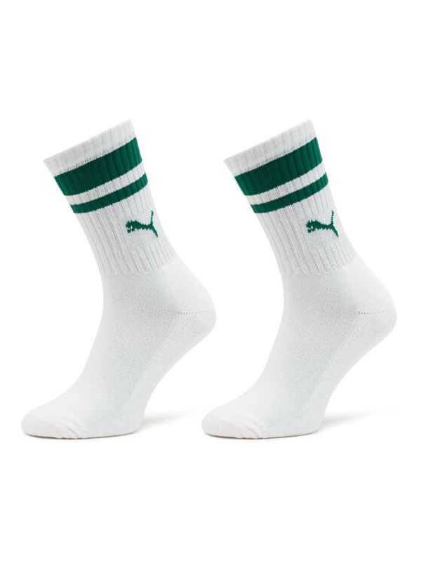 Puma Puma Комплект 2 чифта дълги чорапи мъжки Crew Heritage Stripe 2P Unisex 907944 Бял