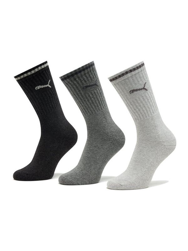 Puma Puma Комплект 3 чифта дълги чорапи мъжки Sport Crew Stripe 3P 907941 Сив