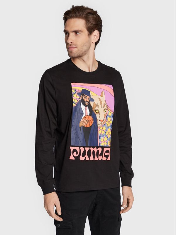 Puma Puma Тениска с дълъг ръкав Run It Back 536477 Черен Regular Fit