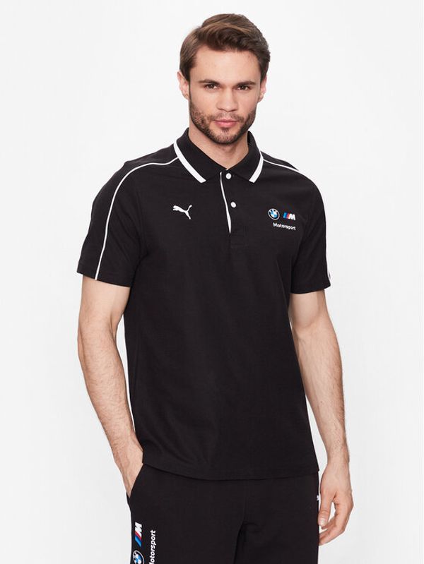 Puma Puma Тениска с яка и копчета Bmw Mms 538135 Черен Regular Fit