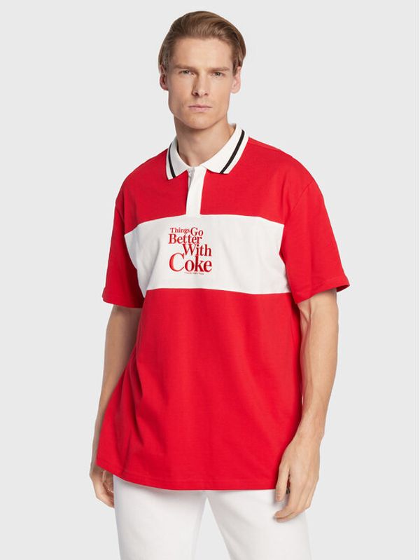 Puma Puma Тениска с яка и копчета COCA-COLA 536160 Червен Relaxed Fit