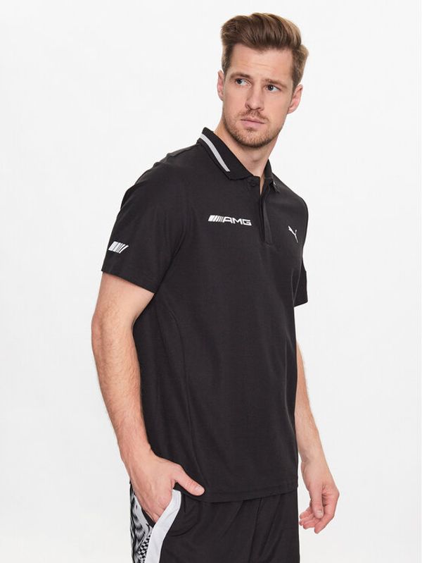 Puma Puma Тениска с яка и копчета Mercedes-Amg Petronas 538477 Черен Regular Fit