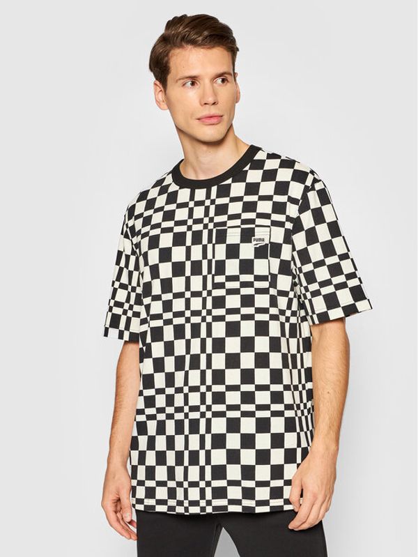 Puma Puma Тишърт Downtown Check 531597 Черен Loose Fit
