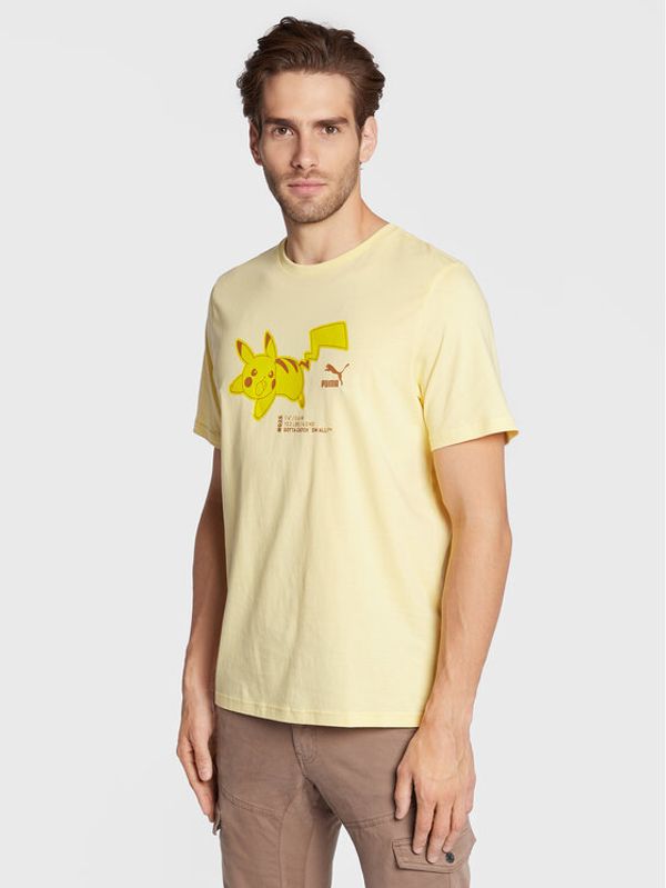 Puma Puma Тишърт Pokemon 536547 Жълт Regular Fit