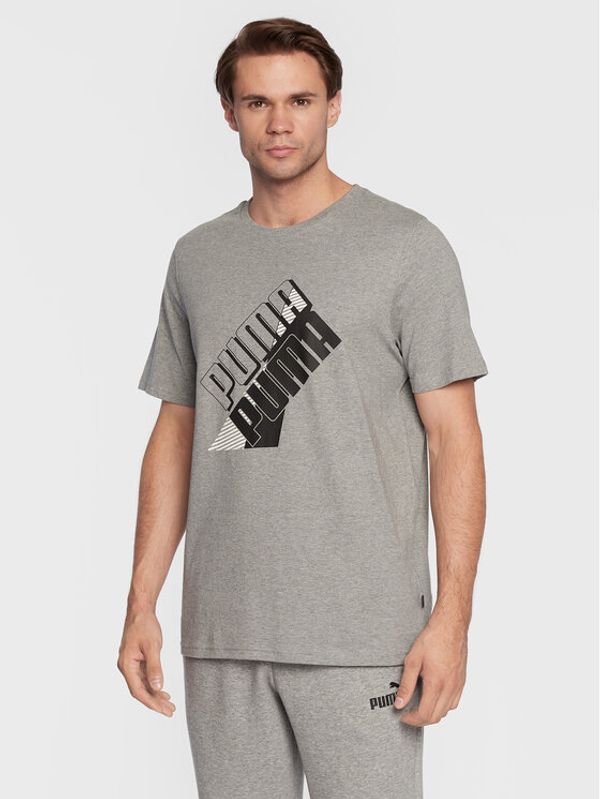Puma Puma Тишърт Power Logo 849788 Сив Regular Fit