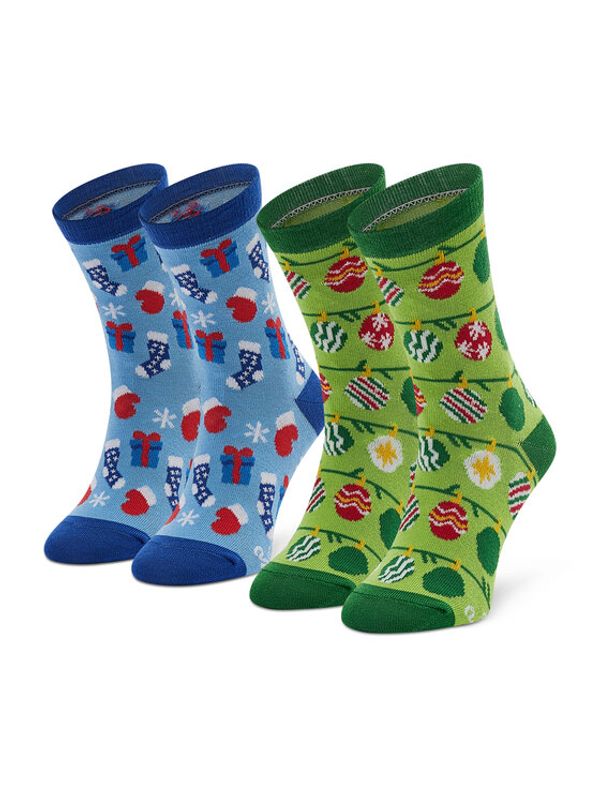 Rainbow Socks Rainbow Socks Комплект 2 чифта дълги чорапи детски Xmas Socks Balls Kids Gift Pak 2 Цветен