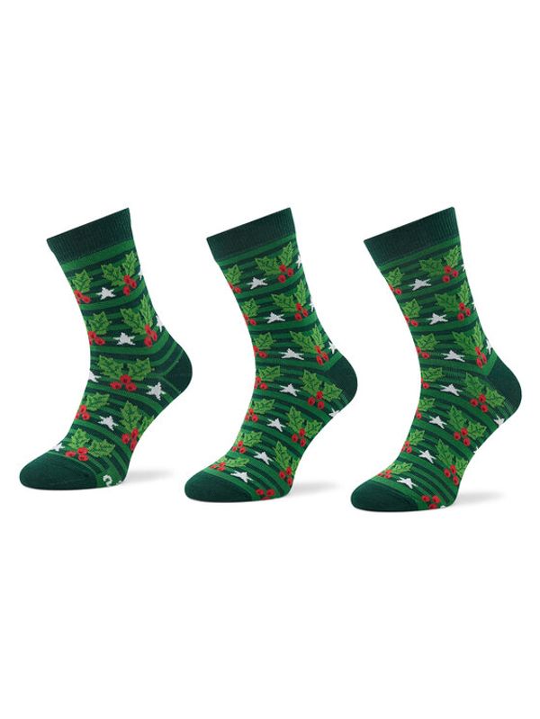 Rainbow Socks Rainbow Socks Комплект 3 чифта дълги чорапи мъжки Xmas Balls Зелен