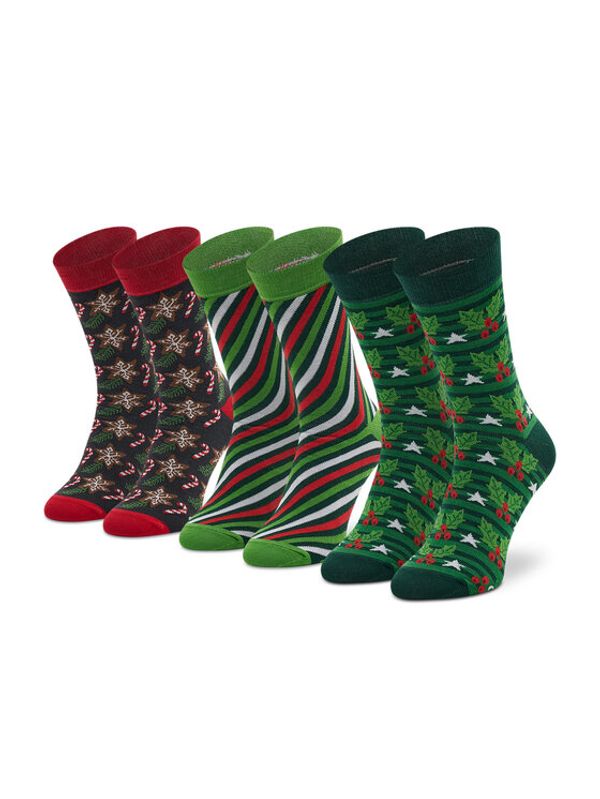 Rainbow Socks Rainbow Socks Комплект 3 чифта дълги чорапи мъжки Xmas Socks Box Stripes Pak 3 Зелен