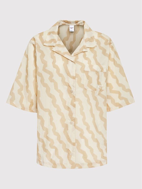 Reebok Reebok Риза Summer Waves Print Collared H58679 Бежов Oversize