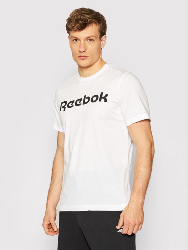 Reebok Reebok Тишърт Graphic Series Linear Logo FP9163 Бял Slim Fit