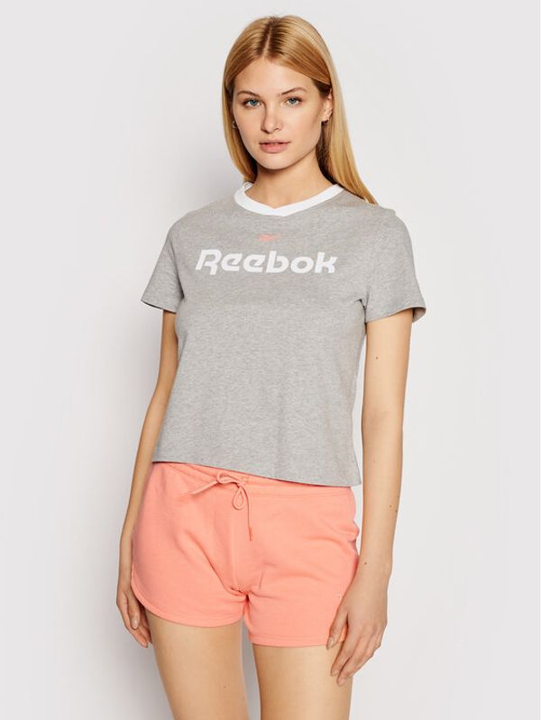 Reebok Reebok Тишърт Linear Logo GN5418 Сив Slim Fit