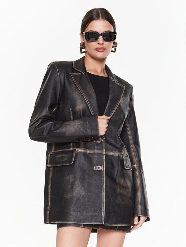 Remain Remain Блейзър Washed Leather Boxy RM2043 Кафяв Regular Fit