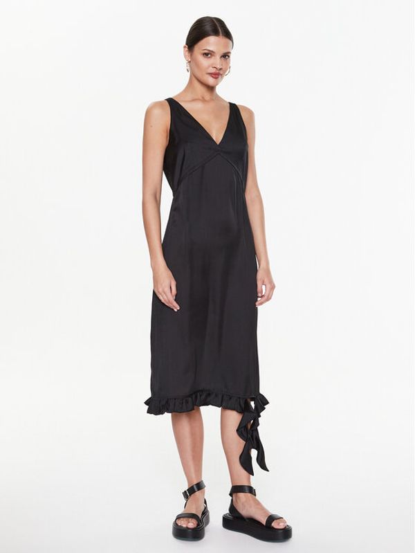 Remain Remain Коктейлна рокля Light Satin Frill RM2212 Черен Regular Fit