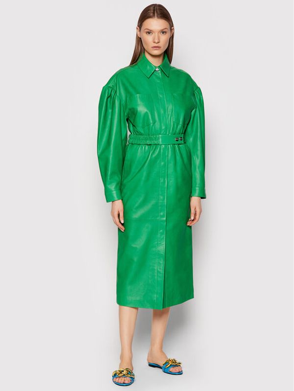 Remain Remain Кожена рокля Dahlia RM1019 Зелен Loose Fit