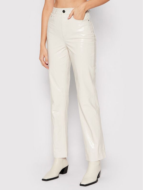 Remain Remain Кожени панталони Lynn Leather RM982 Бежов Fitted Fit