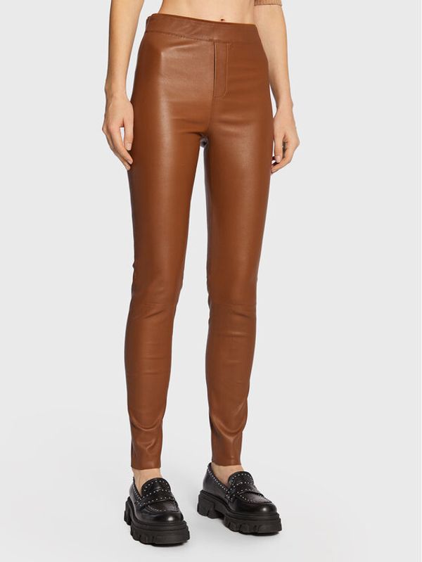 Remain Remain Кожени панталони Snipe Leggings Leather RM1508 Кафяв Slim Fit