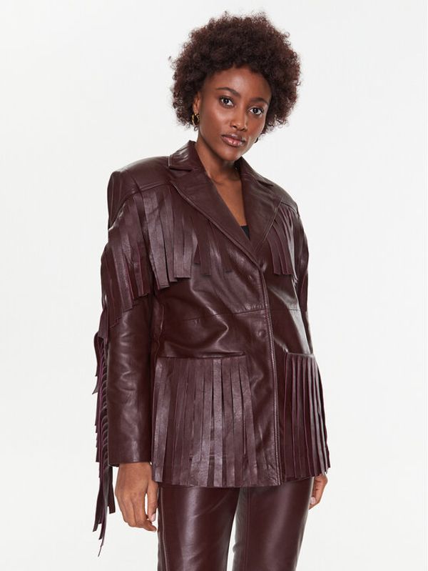Remain Remain Кожено яке Leather Fringed RM2051 Бордо Regular Fit