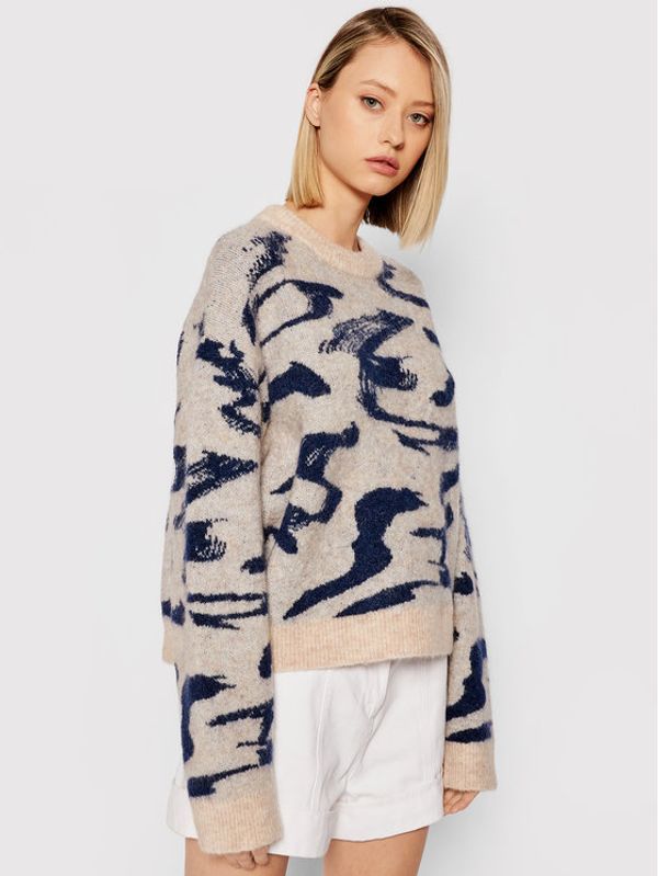 Remain Remain Пуловер Cami Ls O-Neck RM478 Бежов Loose Fit