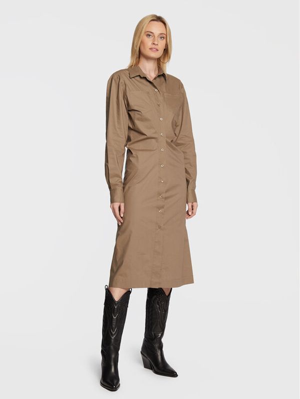 Remain Remain Рокля тип риза Crispy Poplin RM1782 Бежов Regular Fit