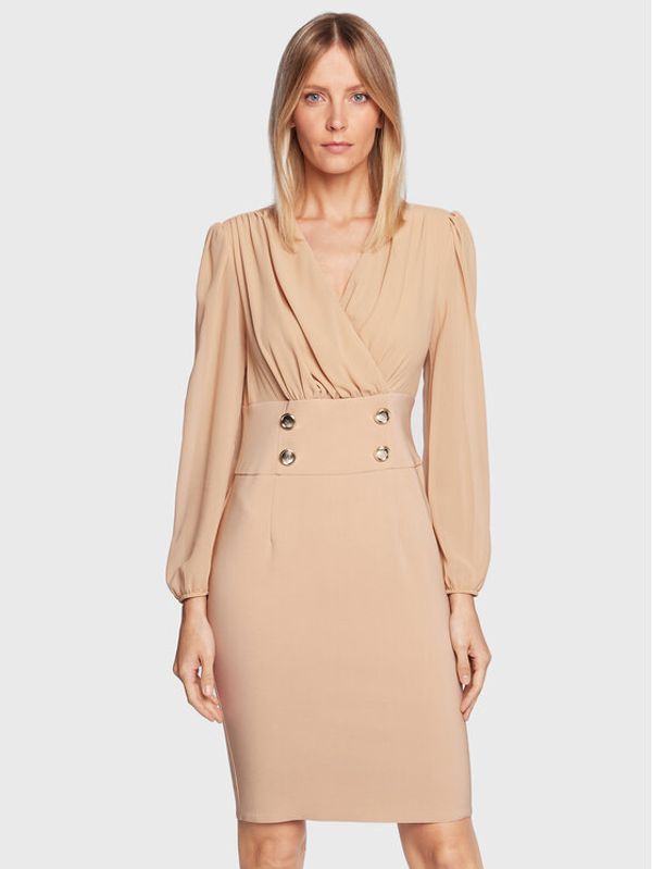 Rinascimento Rinascimento Коктейлна рокля CFC0111068003 Бежов Regular Fit