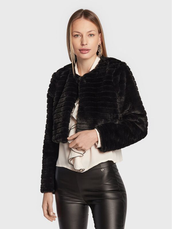 Rinascimento Rinascimento Кожено палто CFC0110440003 Черен Regular Fit