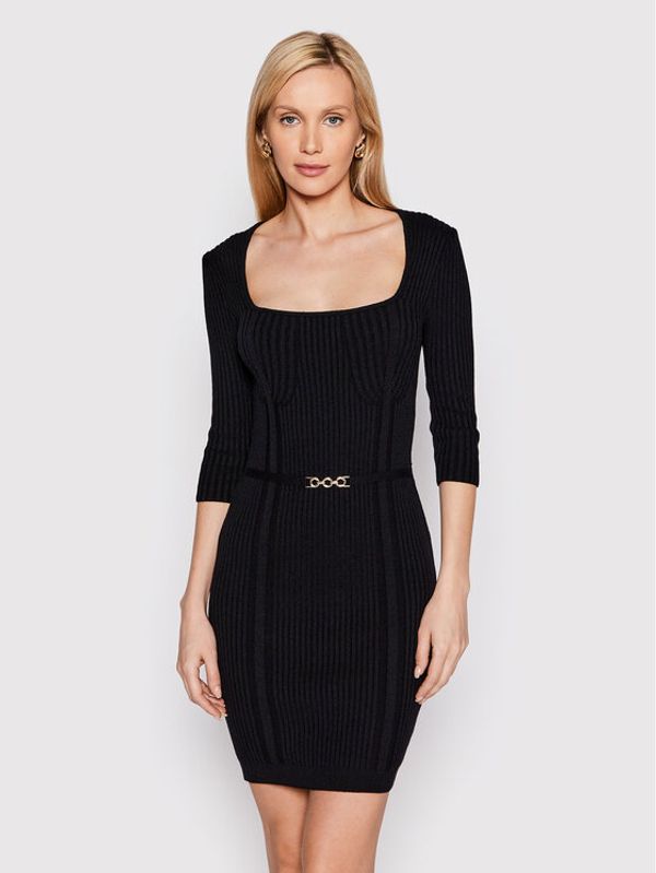 Rinascimento Rinascimento Плетена рокля CFM0010919003 Черен Slim Fit