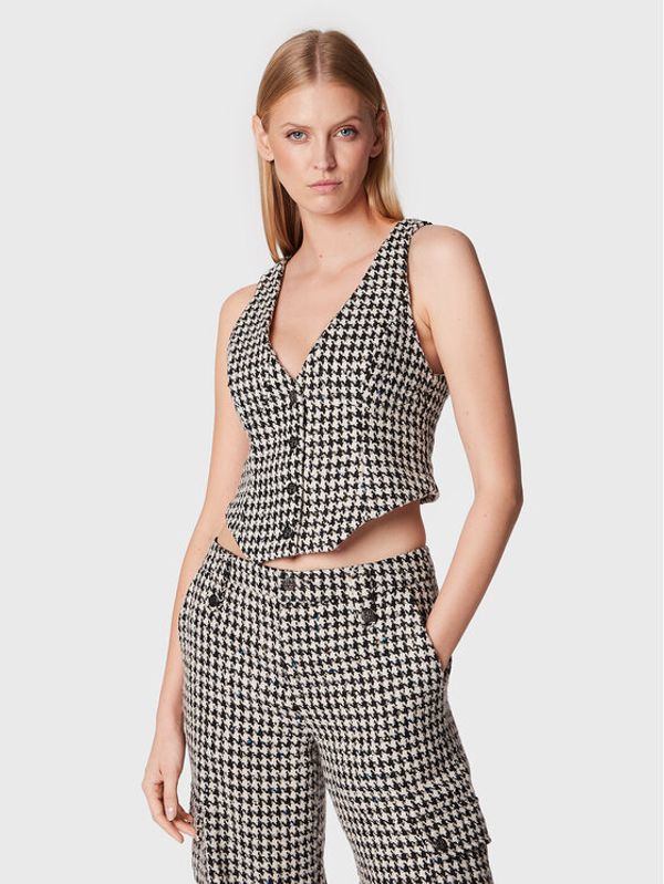 ROTATE ROTATE Елек Sparkly Houndstooth RT1903 Бял Slim Fit
